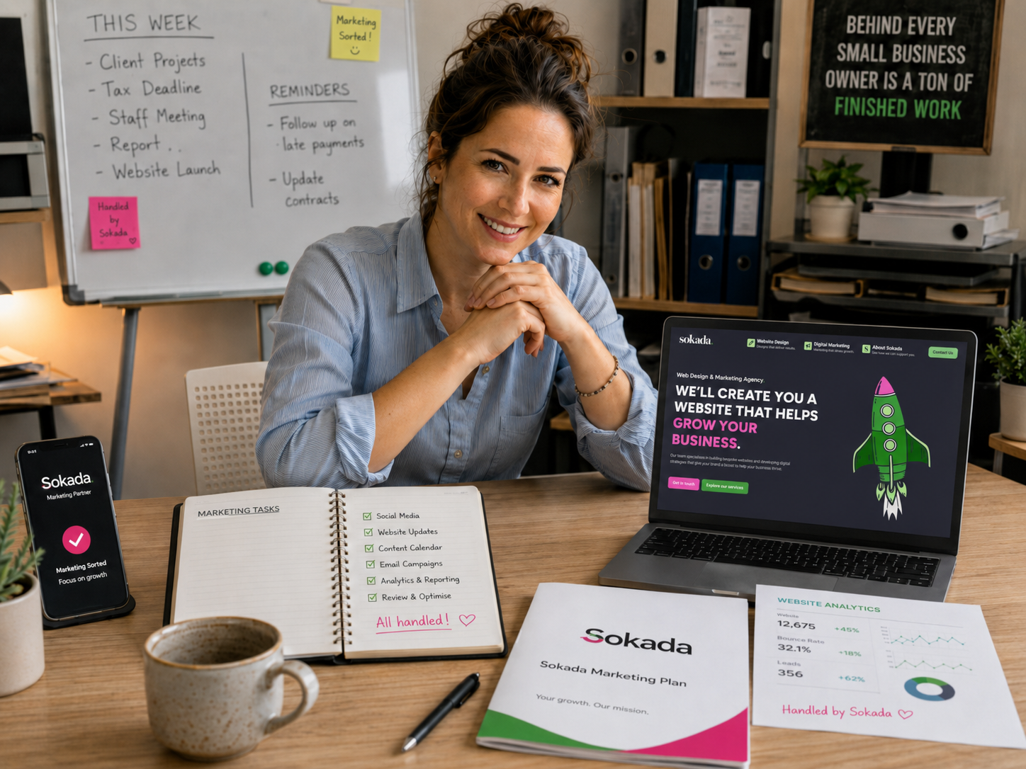 Sokada helps small business owner with marketing