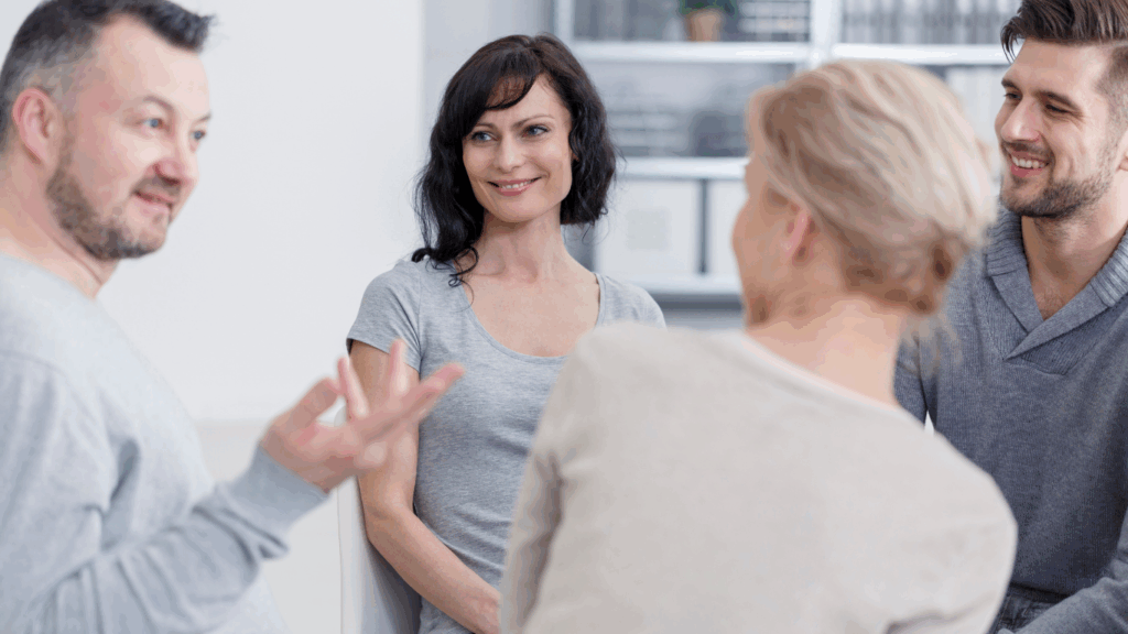 People engaged in a story.