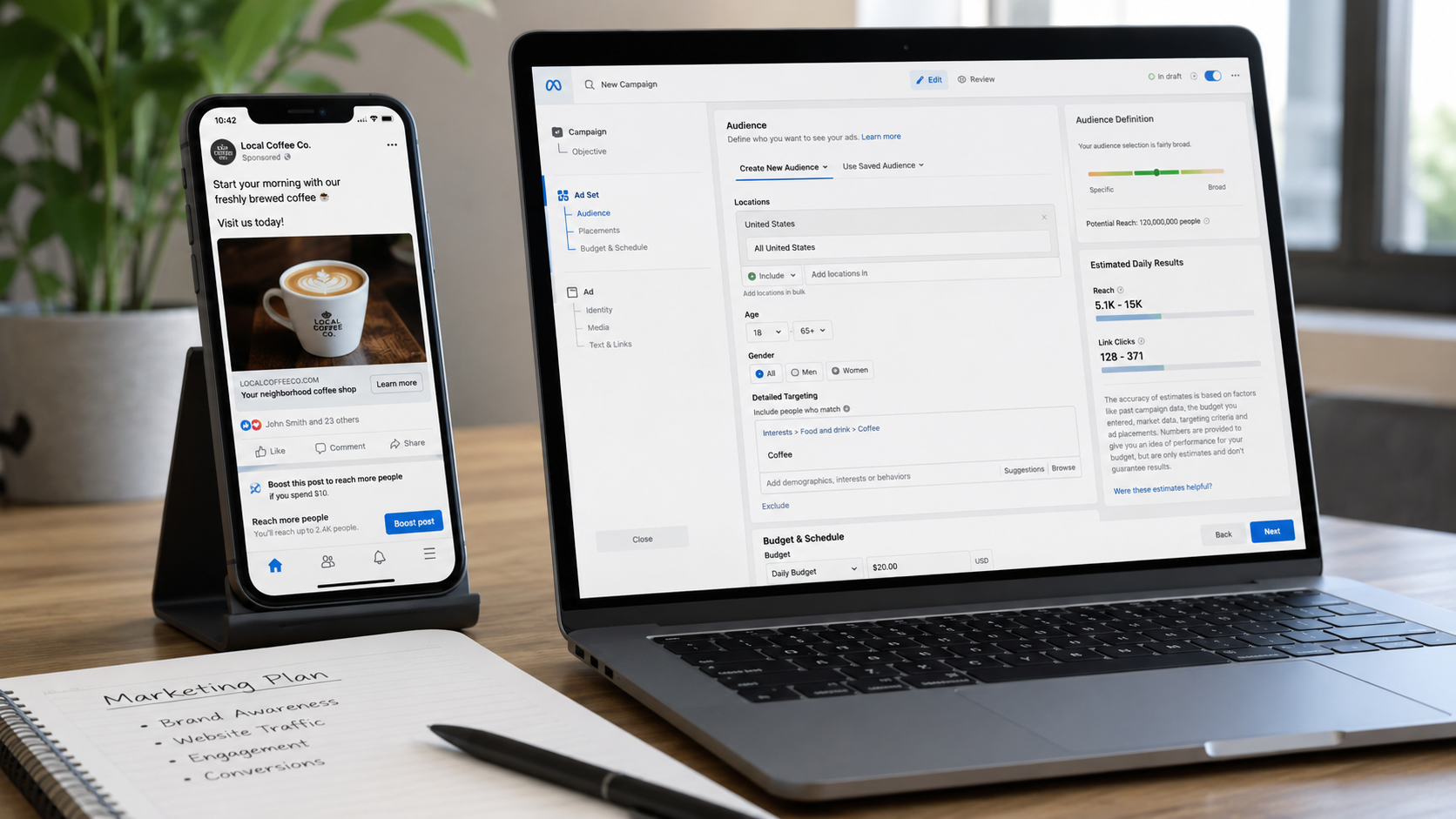 difference between boosting a post and running a meta ad